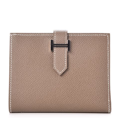 HERMES Epsom Bearn Compact Wallet Etoupe 